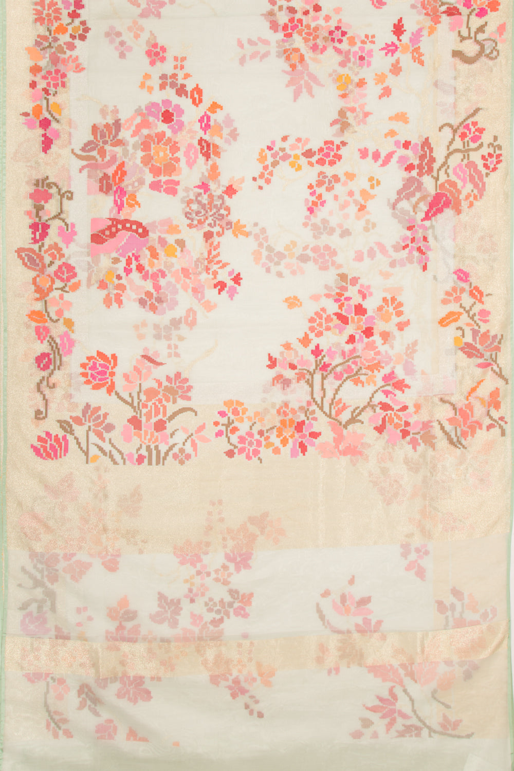 Banarasi Kora Organza Brocade Off White Saree
