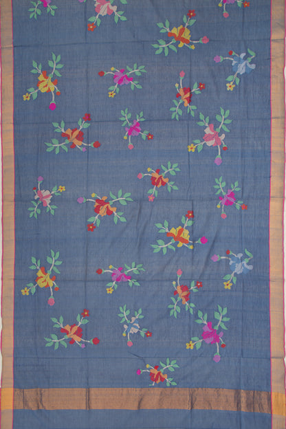 Ponduru Handspun Cotton Jamdani Butta Dark Blue Dupatta