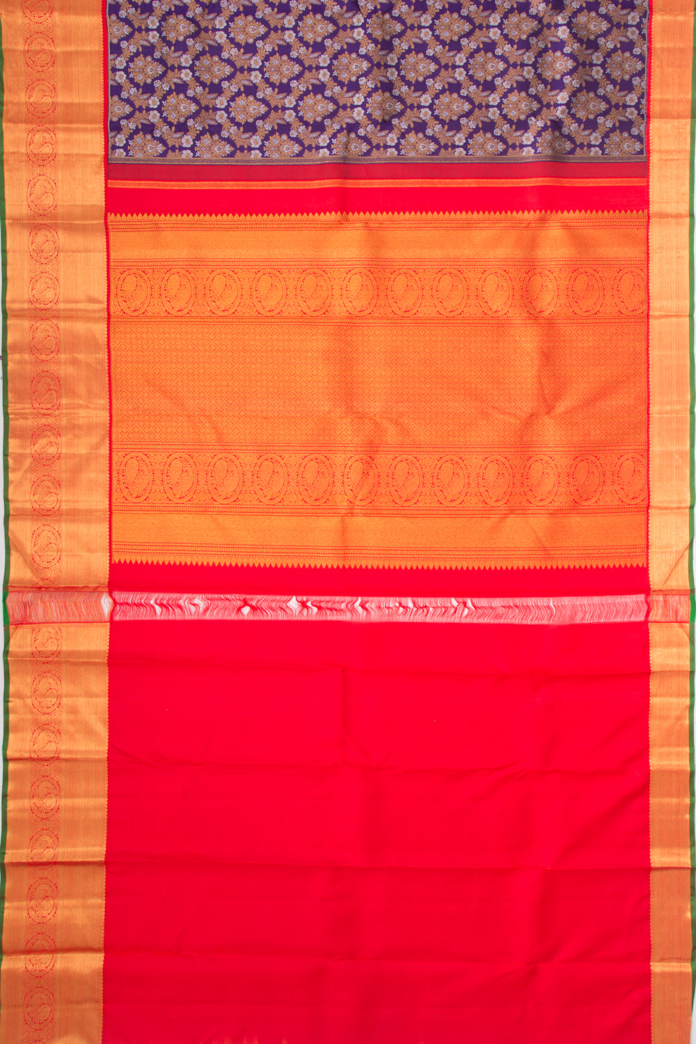 Kanchipuram Silk Jaal And Butta Dark Blue Saree