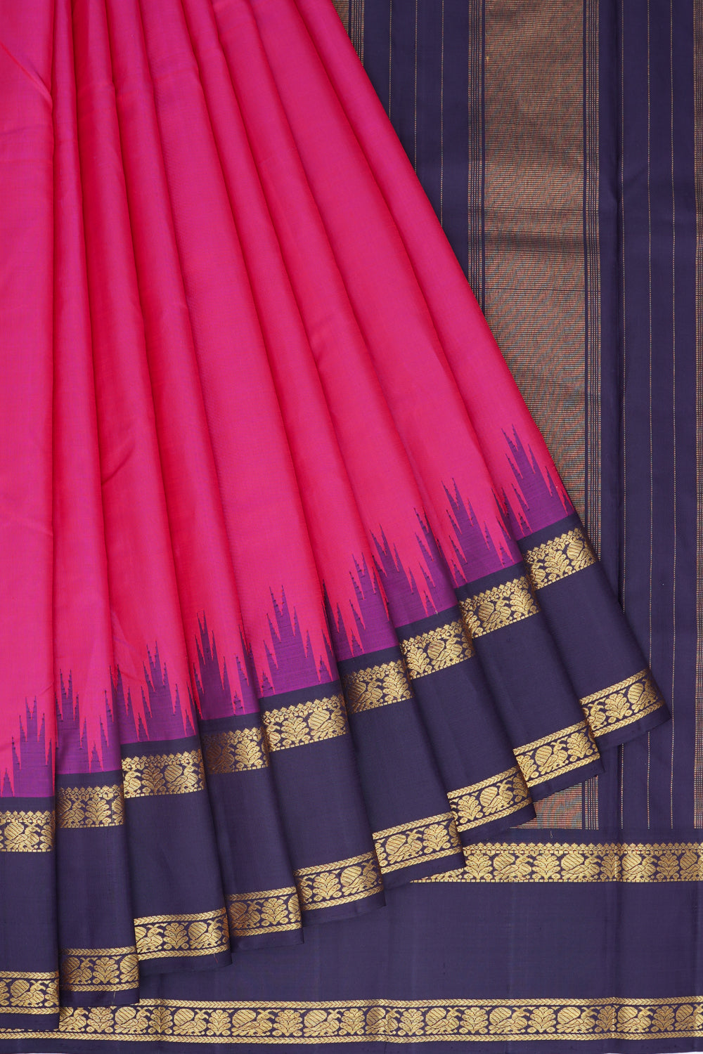 Kanchipuram Silk Plain Pink Saree