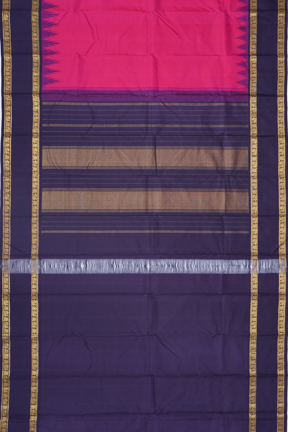 Kanchipuram Silk Plain Pink Saree