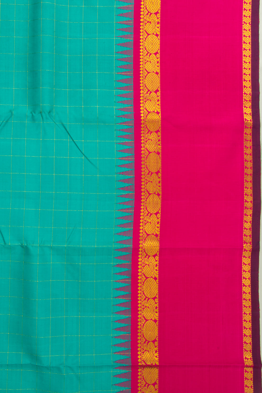 Kanchipuram Silk Checks Blue Saree