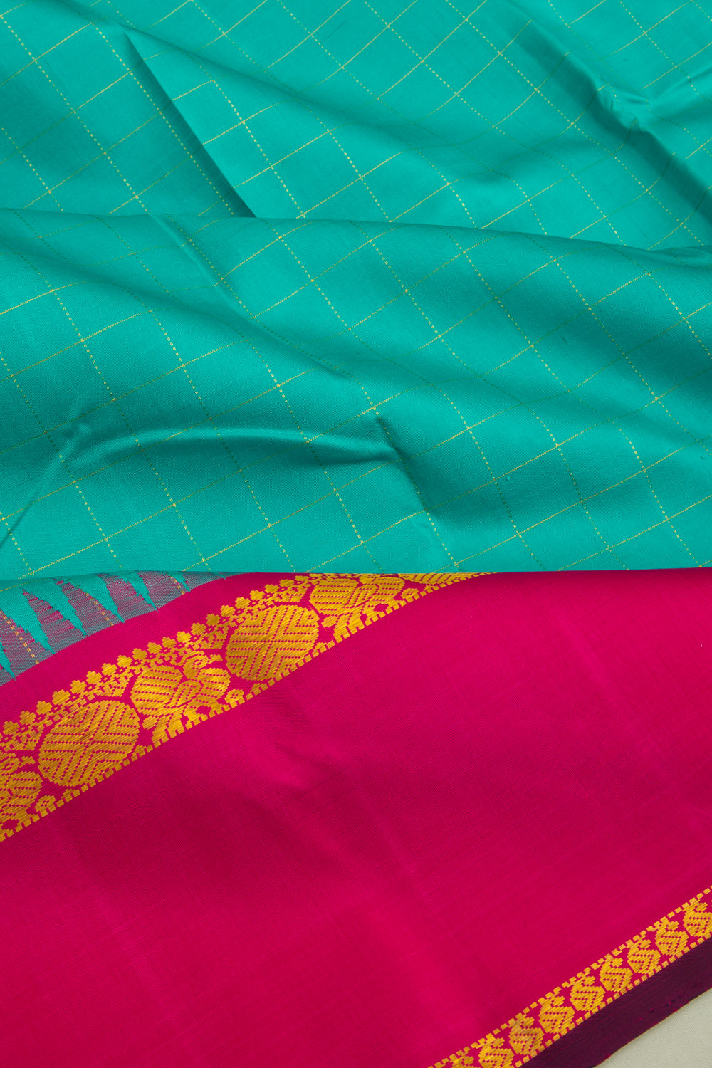 Kanchipuram Silk Checks Blue Saree