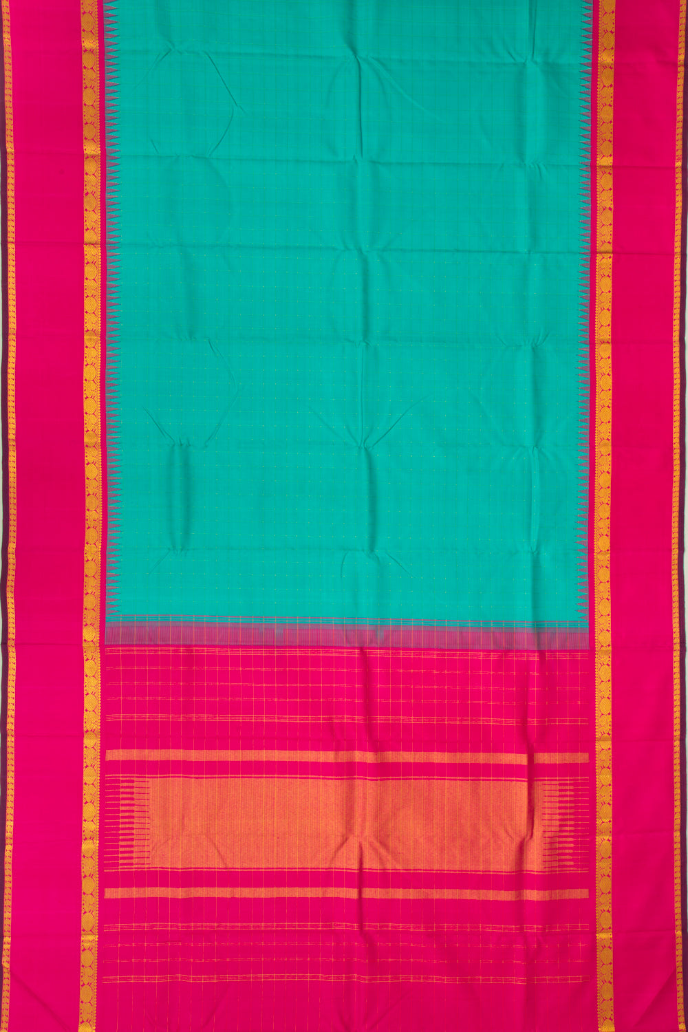 Kanchipuram Silk Checks Blue Saree
