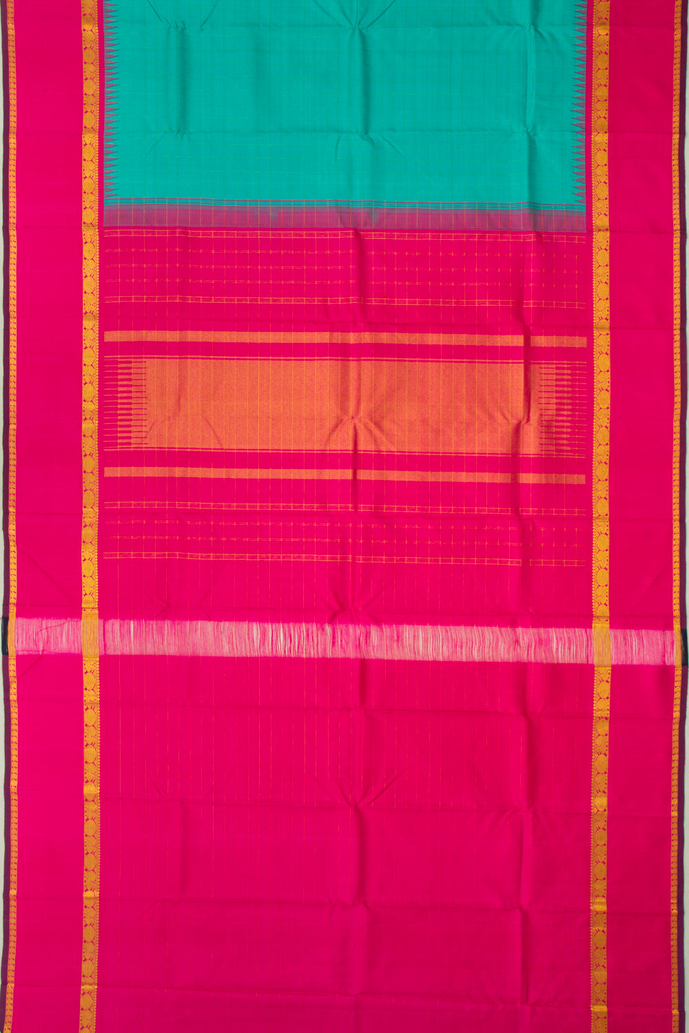 Kanchipuram Silk Checks Blue Saree
