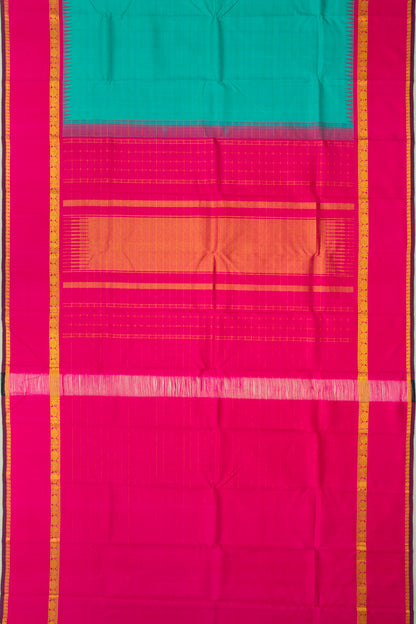 Kanchipuram Silk Checks Blue Saree