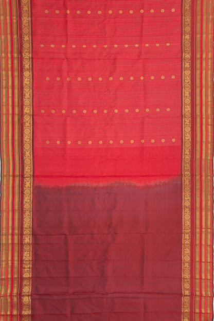 Kanchipuram Silk Checks And Butta Red Saree