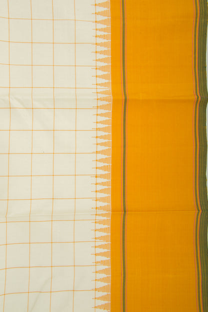 Kanchipuram Silk Checks Cream Saree
