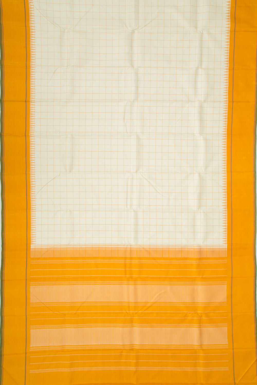 Kanchipuram Silk Checks Cream Saree