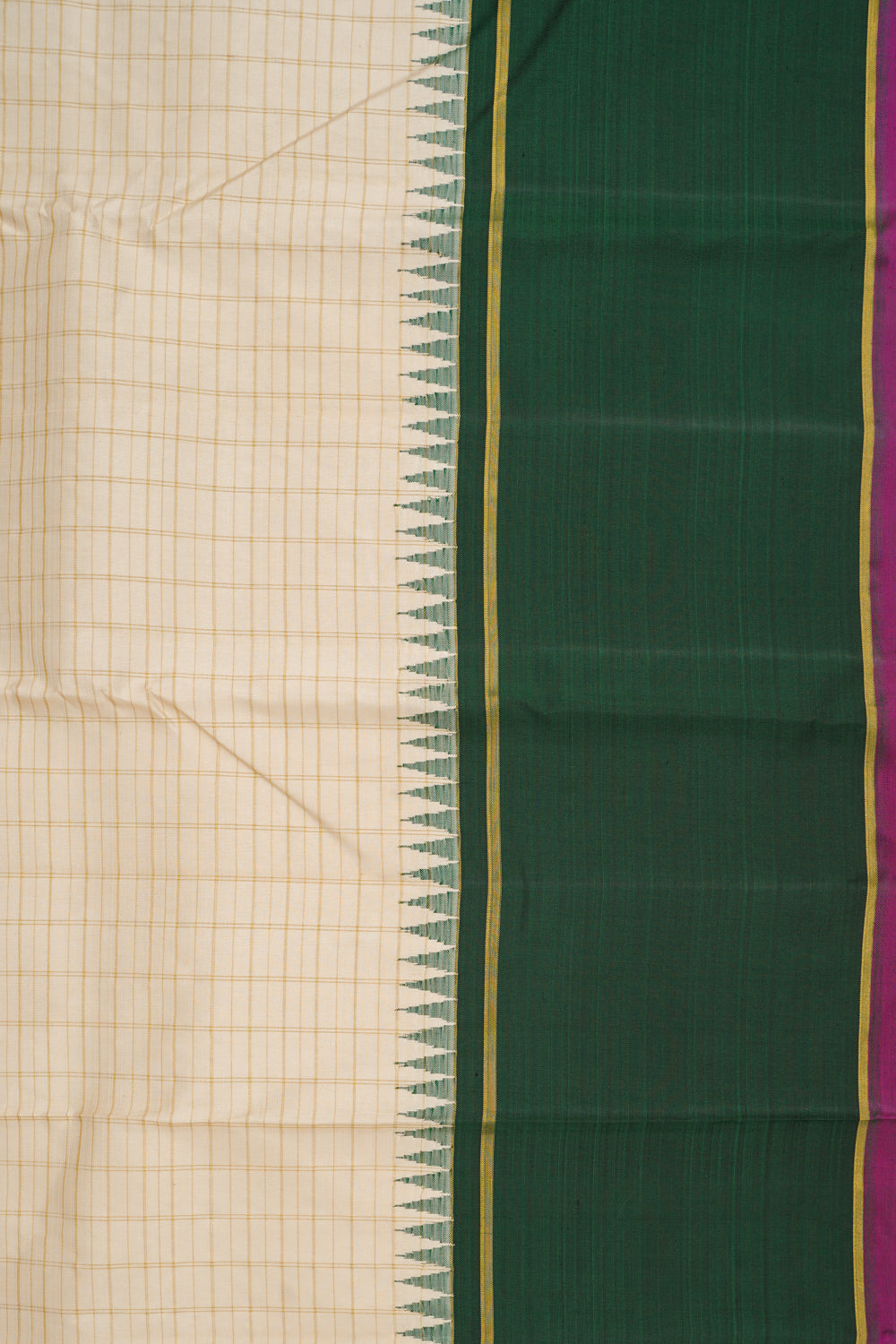 Kanchipuram Silk Checks Cream Saree