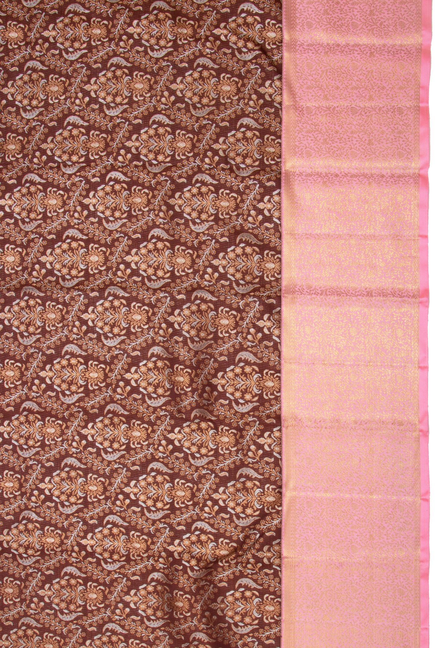 Kanchipuram Silk Jaal Choco Brown Saree