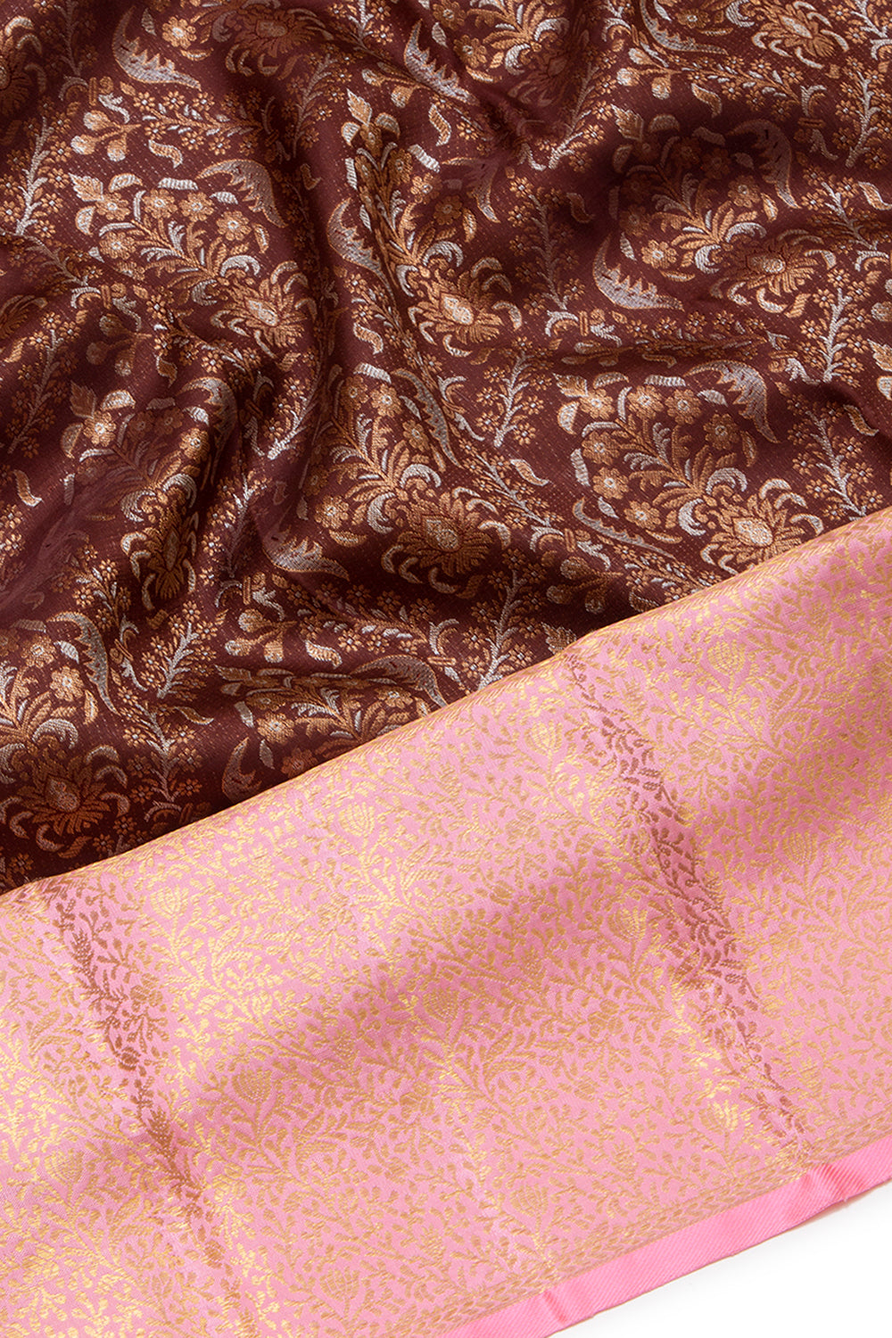 Kanchipuram Silk Jaal Choco Brown Saree