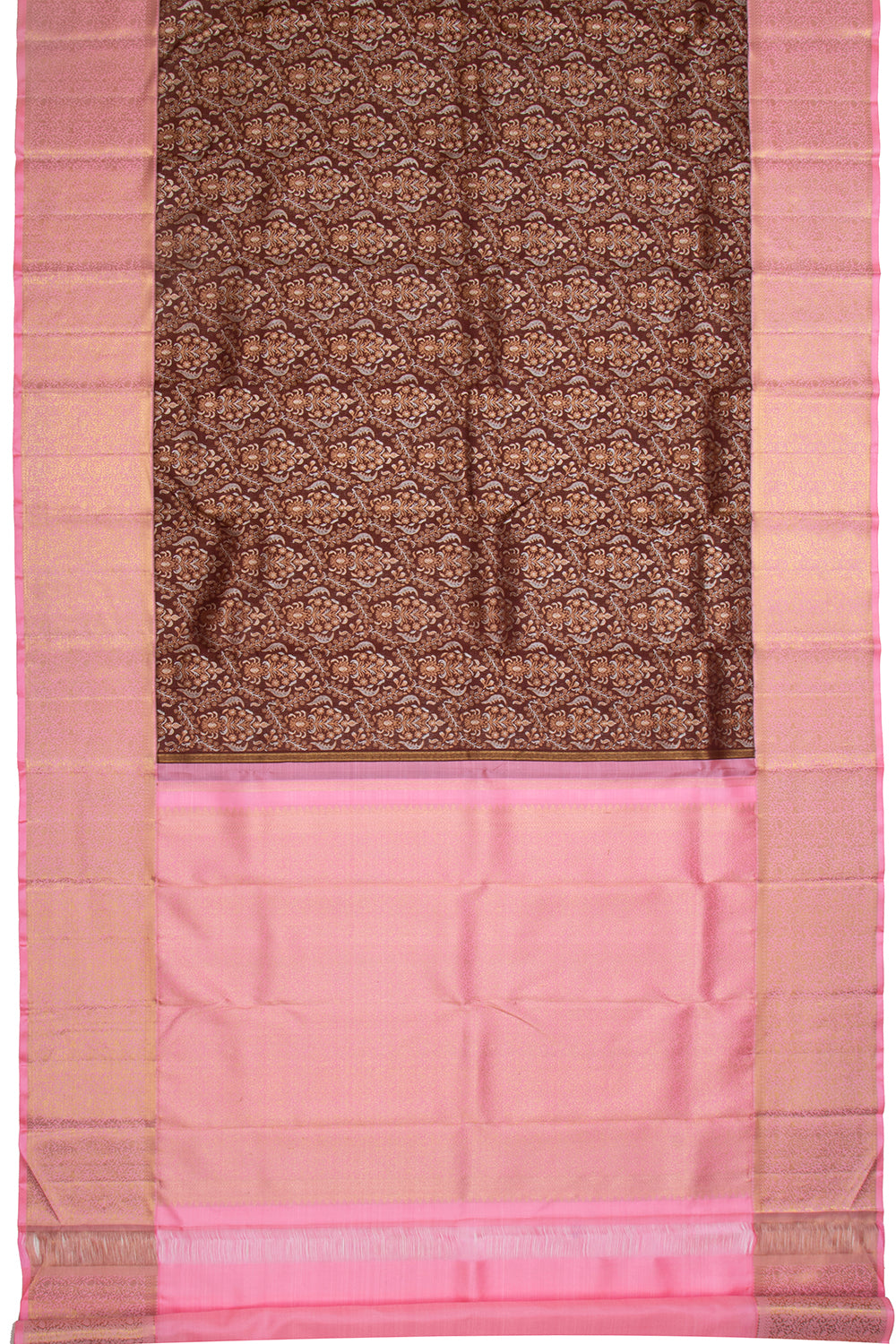 Kanchipuram Silk Jaal Choco Brown Saree