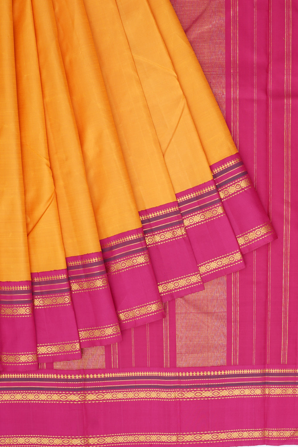 Kanchipuram Silk Plain Yellow Saree