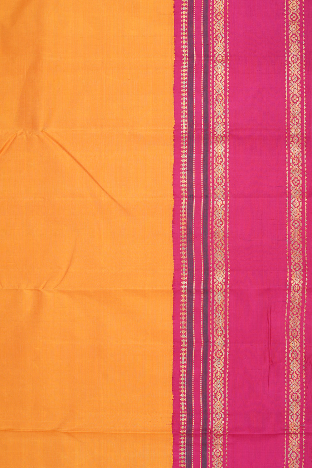 Kanchipuram Silk Plain Yellow Saree