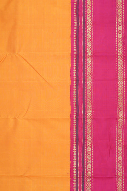 Kanchipuram Silk Plain Yellow Saree