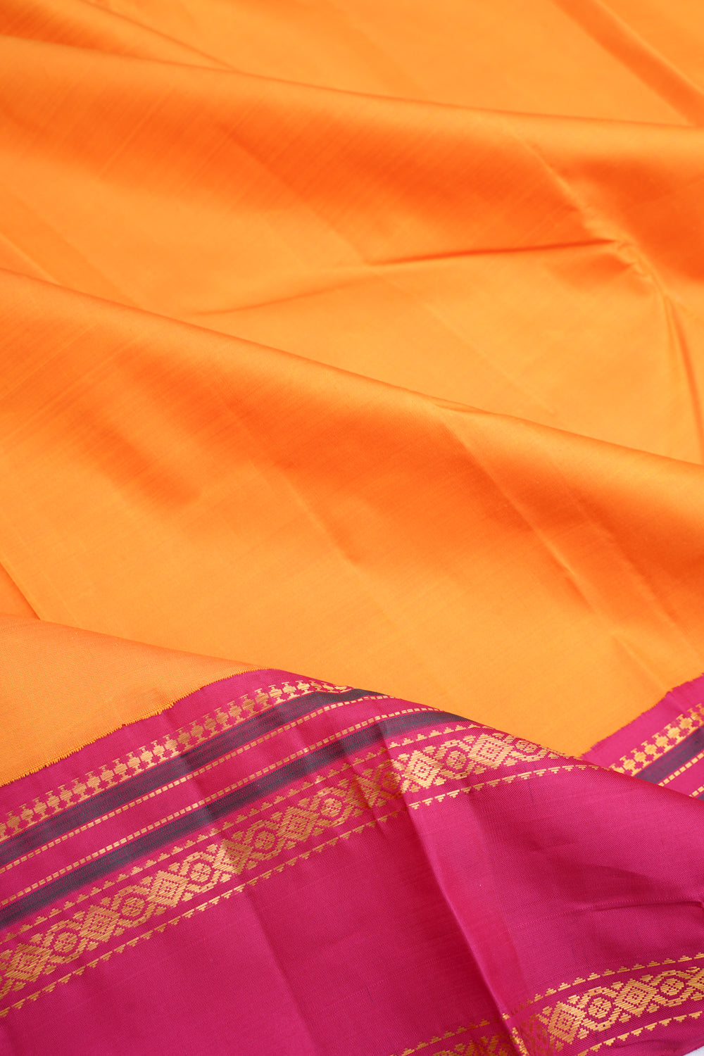 Kanchipuram Silk Plain Yellow Saree