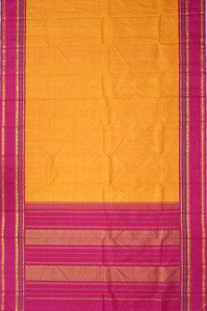 Kanchipuram Silk Plain Yellow Saree