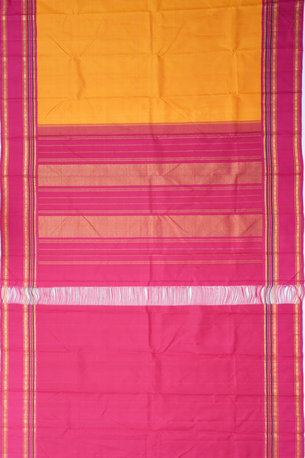 Kanchipuram Silk Plain Yellow Saree