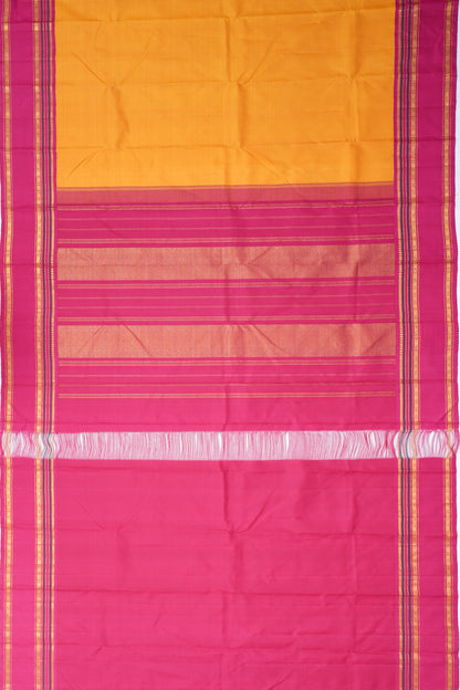 Kanchipuram Silk Plain Yellow Saree