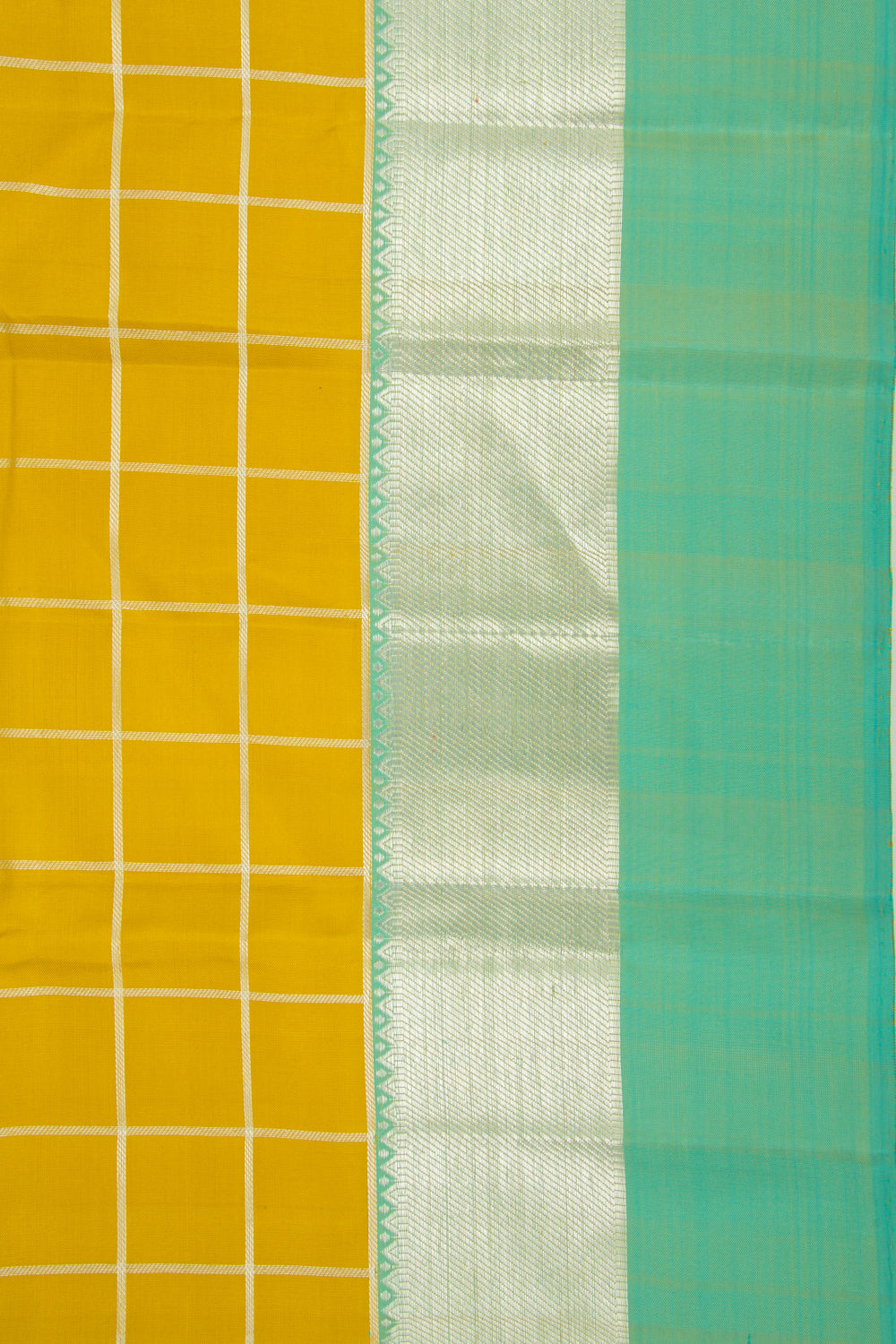 Kanchipuram Silk Checks Yellow Saree