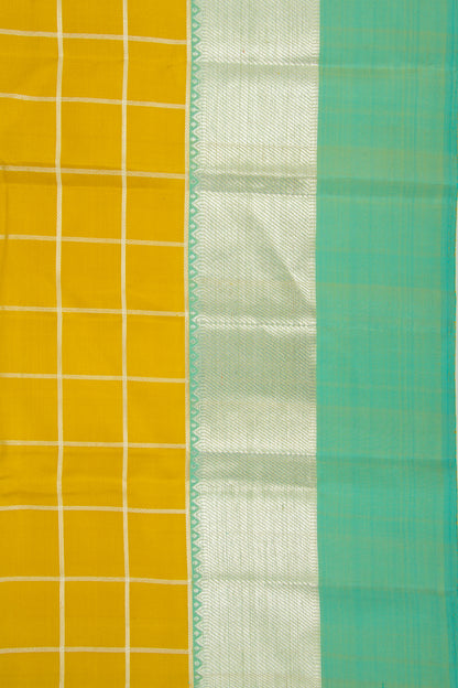 Kanchipuram Silk Checks Yellow Saree