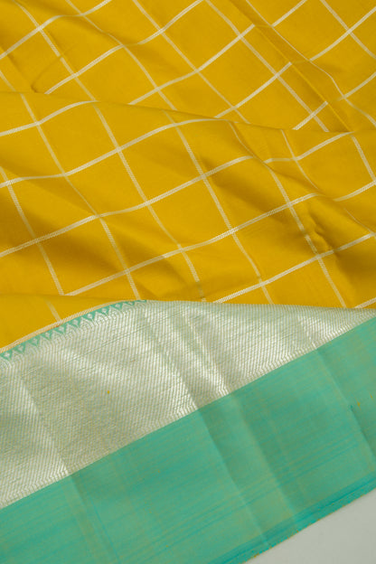 Kanchipuram Silk Checks Yellow Saree