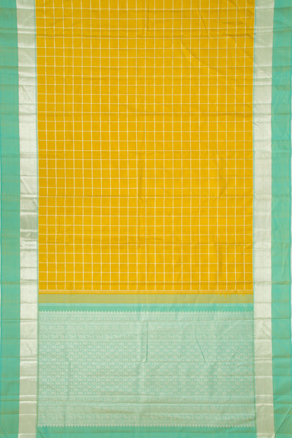 Kanchipuram Silk Checks Yellow Saree