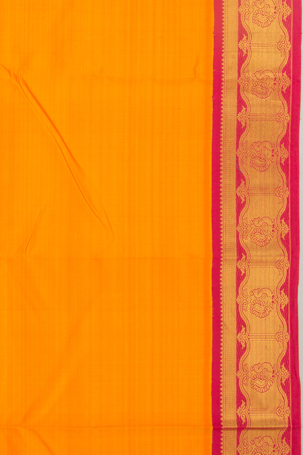 Kanchipuram Silk Plain Royal Orange Saree