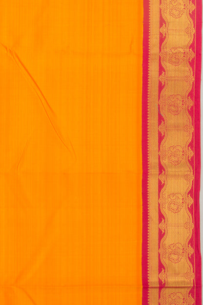Kanchipuram Silk Plain Royal Orange Saree