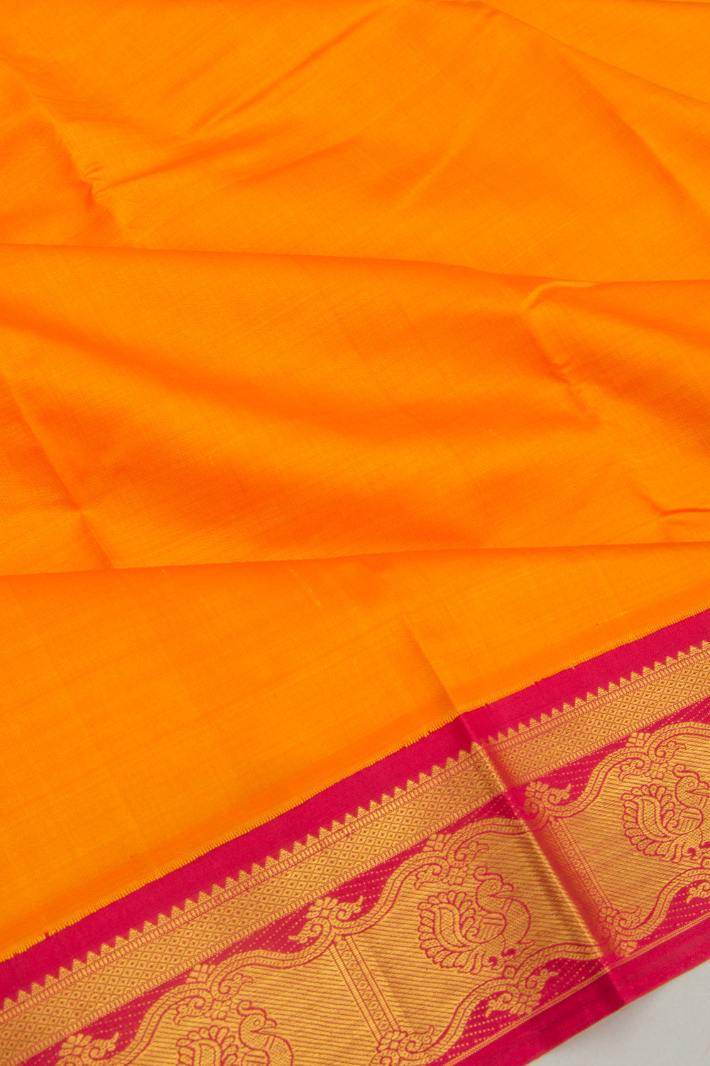Kanchipuram Silk Plain Royal Orange Saree
