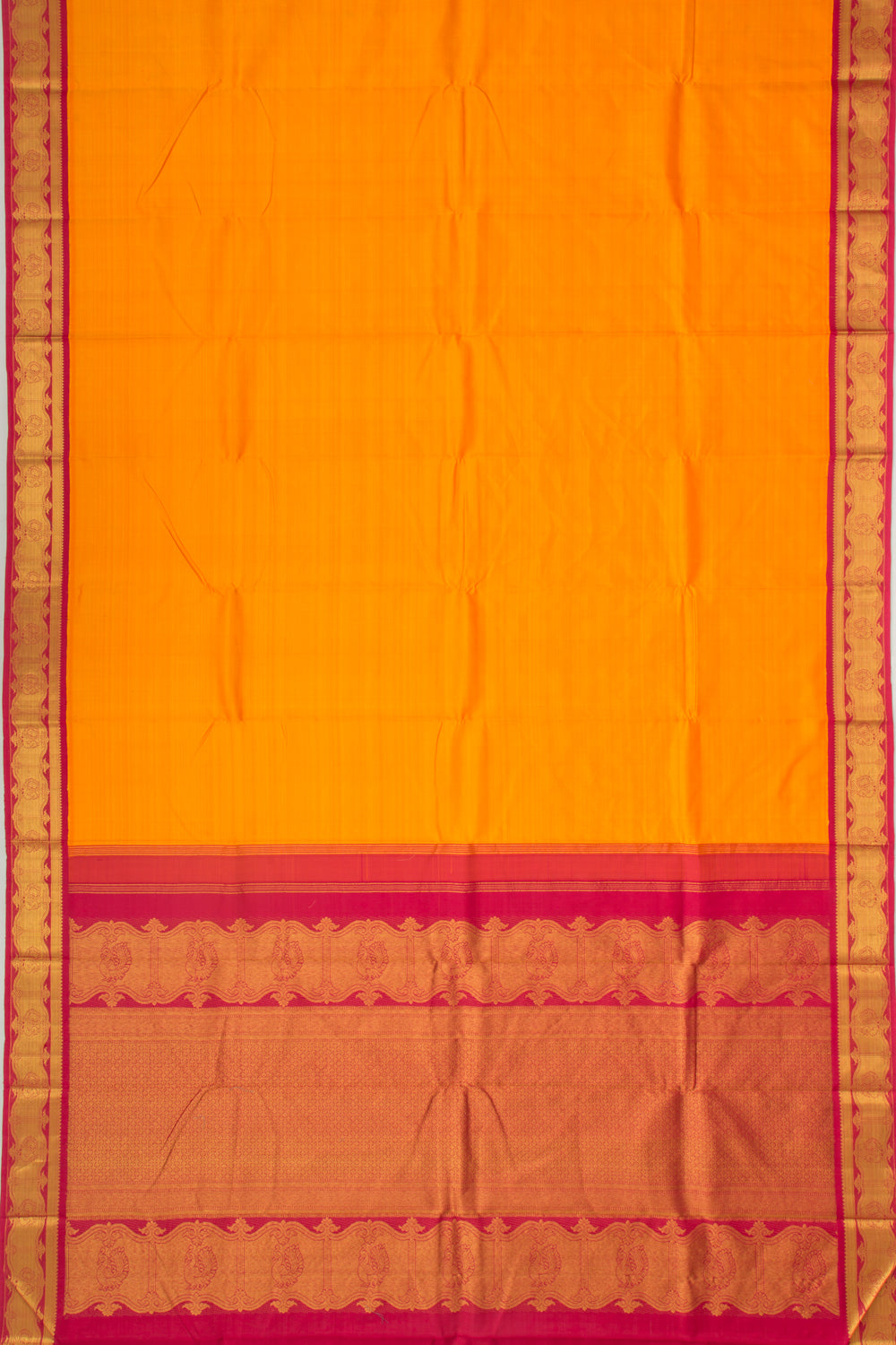 Kanchipuram Silk Plain Royal Orange Saree