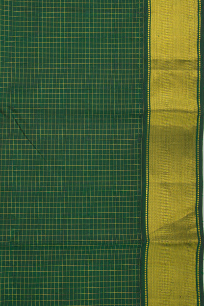 Kanchipuram Silk Checks Bottle Green Saree