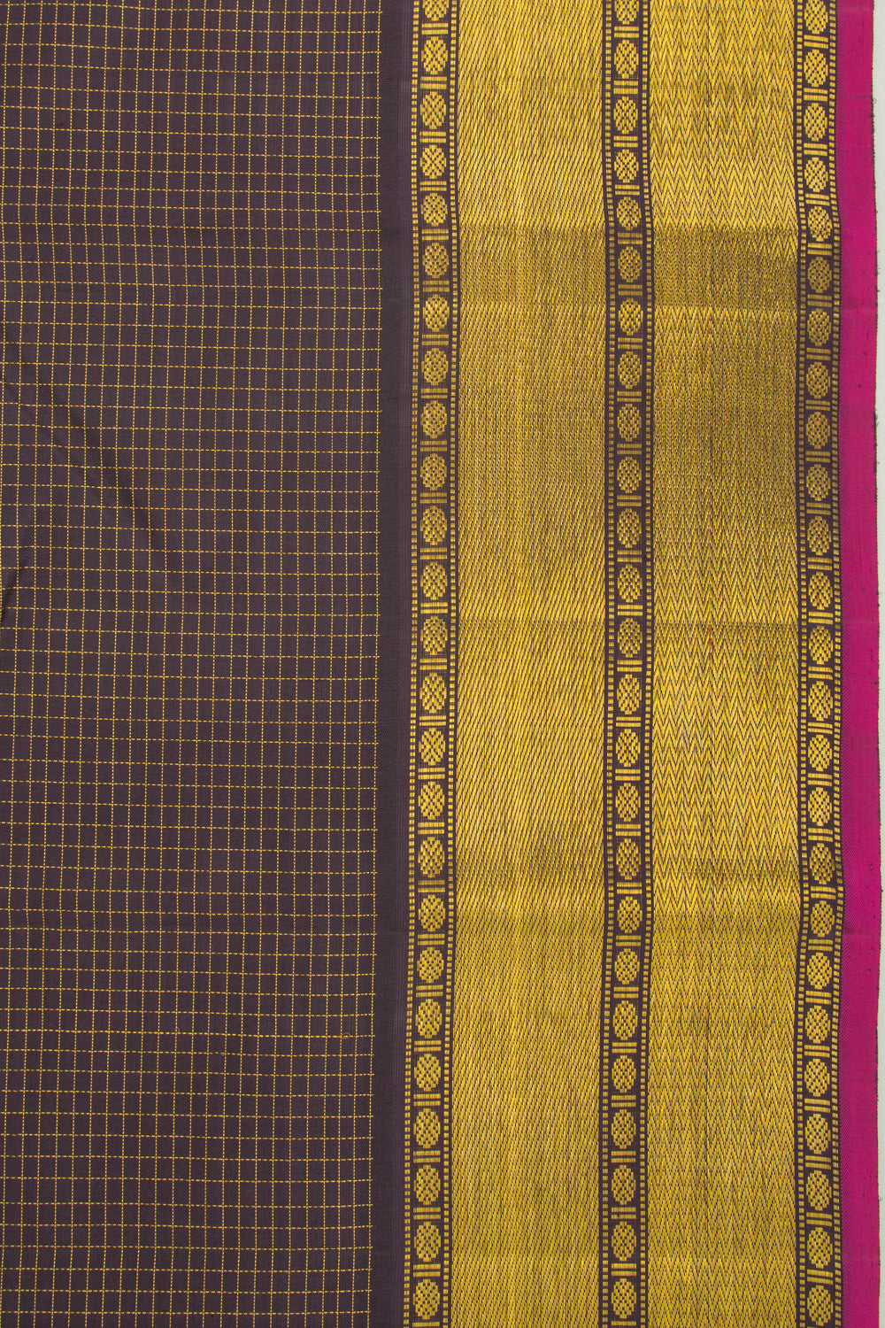 Kanchipuram Silk Checks Brown Saree