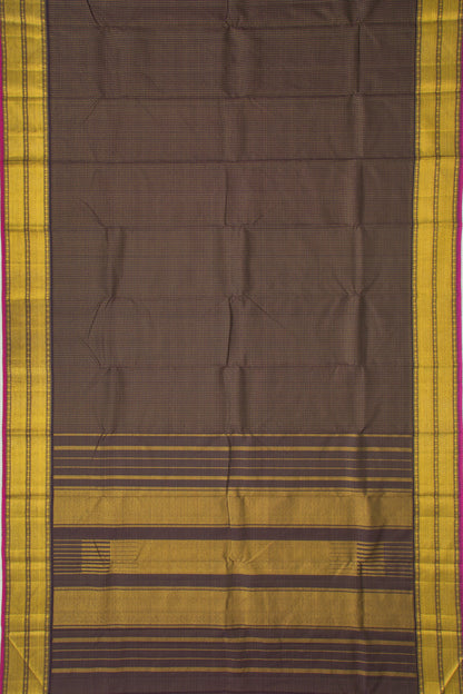 Kanchipuram Silk Checks Brown Saree
