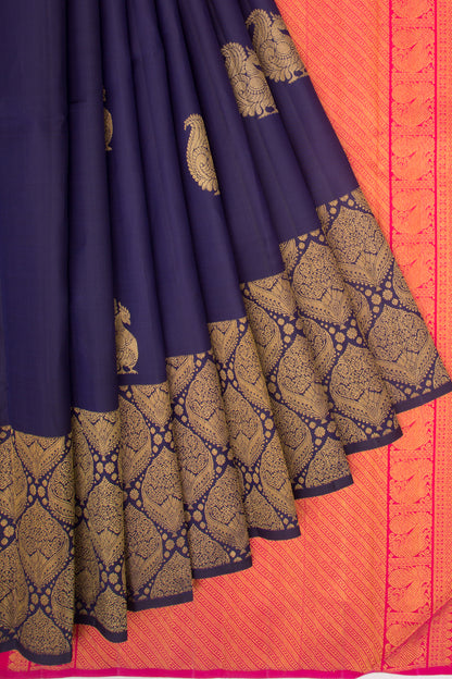 Kanchipuram Silk Butta Dark Blue Saree