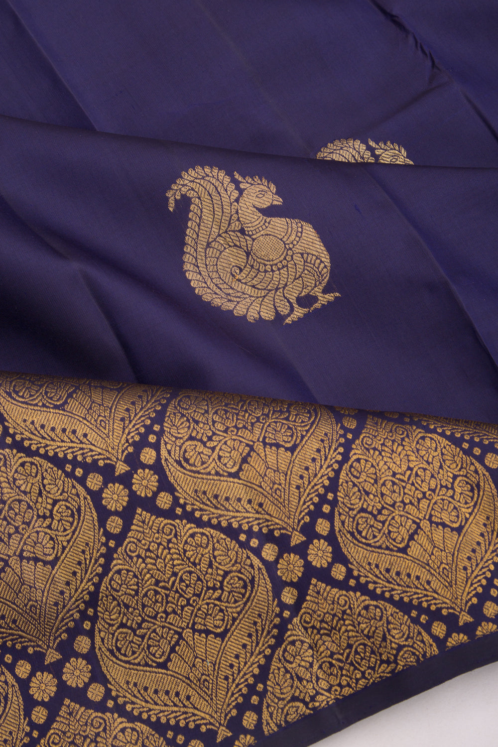 Kanchipuram Silk Butta Dark Blue Saree