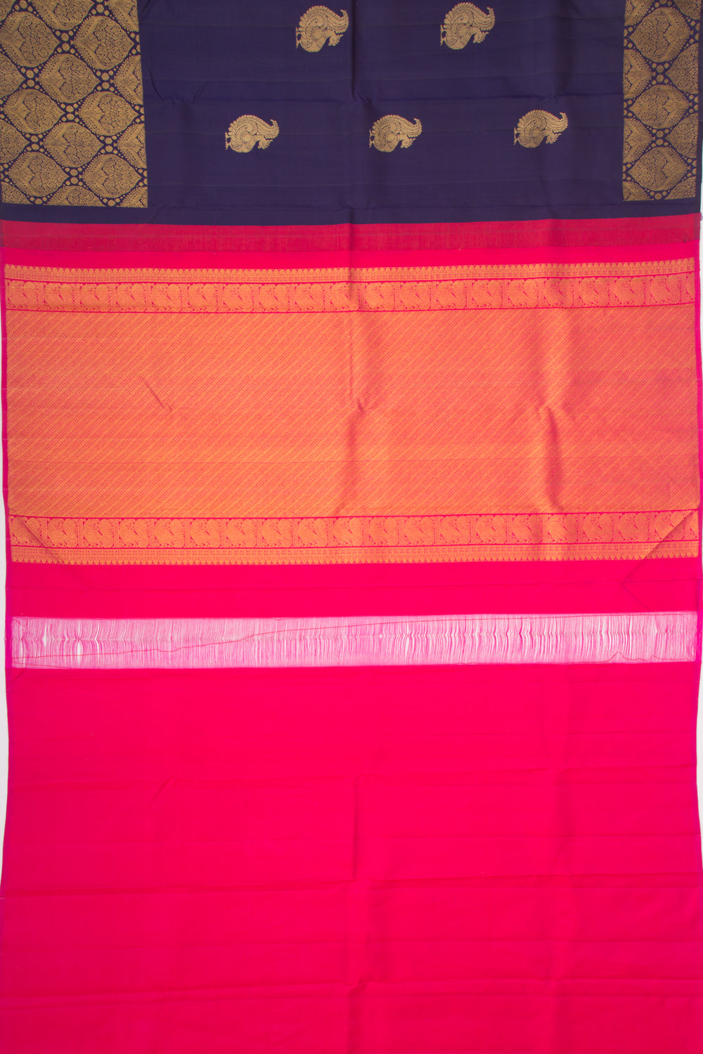 Kanchipuram Silk Butta Dark Blue Saree
