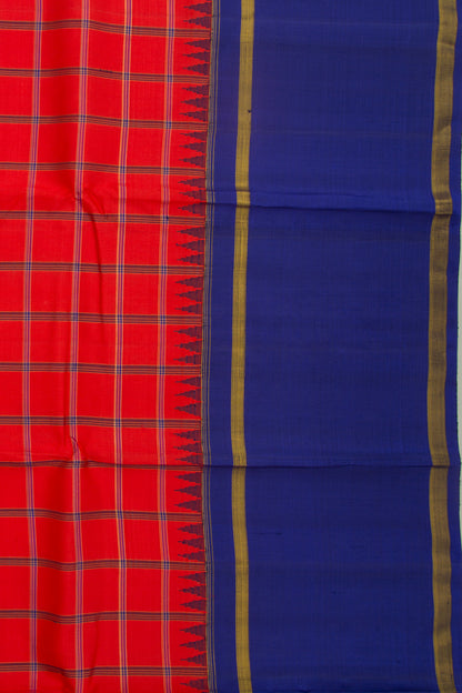 Kanchipuram Silk Checks Red Saree