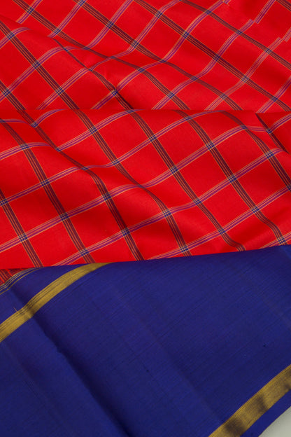 Kanchipuram Silk Checks Red Saree