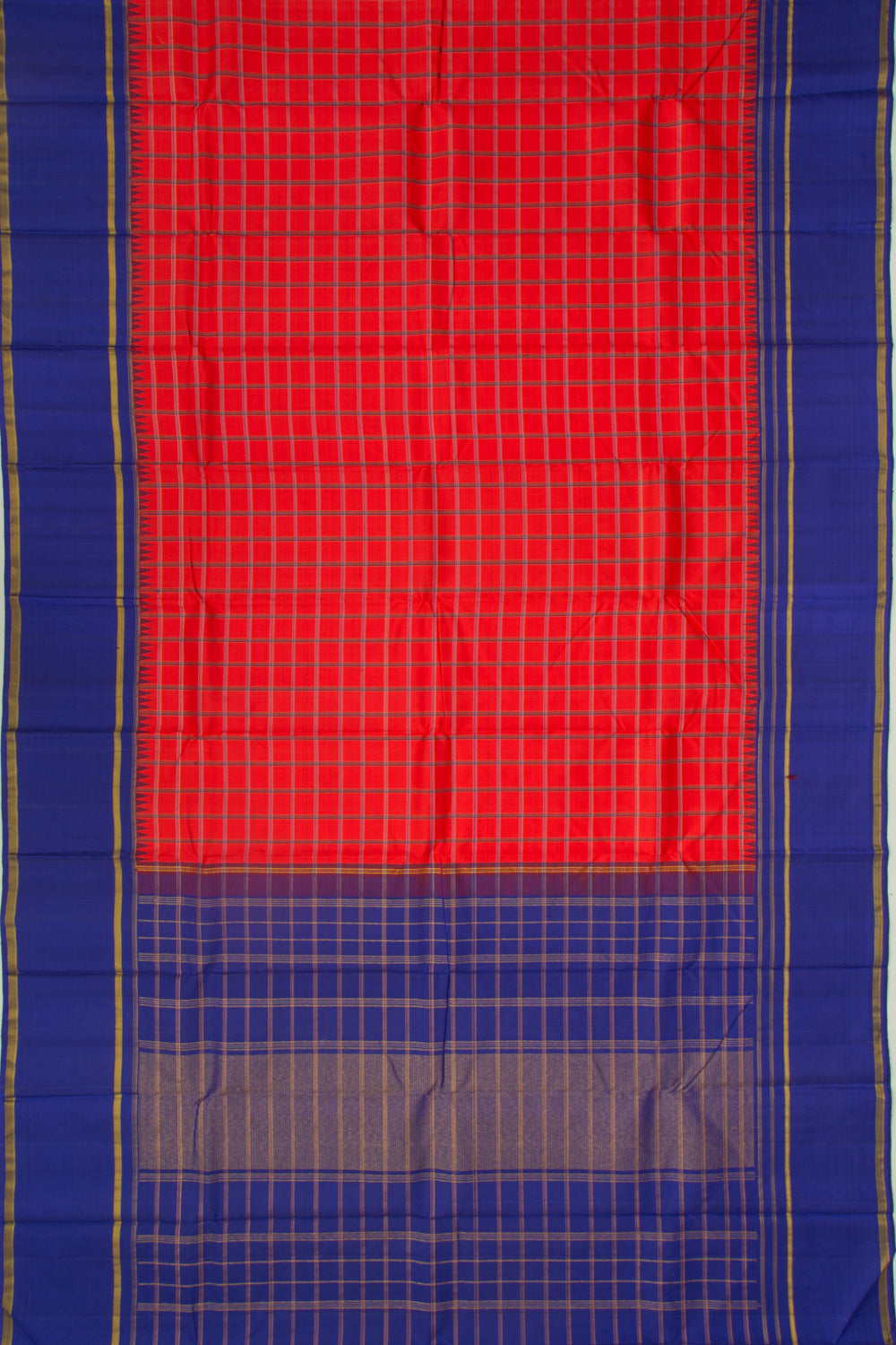 Kanchipuram Silk Checks Red Saree