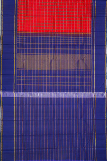 Kanchipuram Silk Checks Red Saree