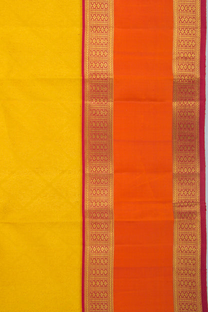 Kanchipuram Silk Brocade Yellow Saree