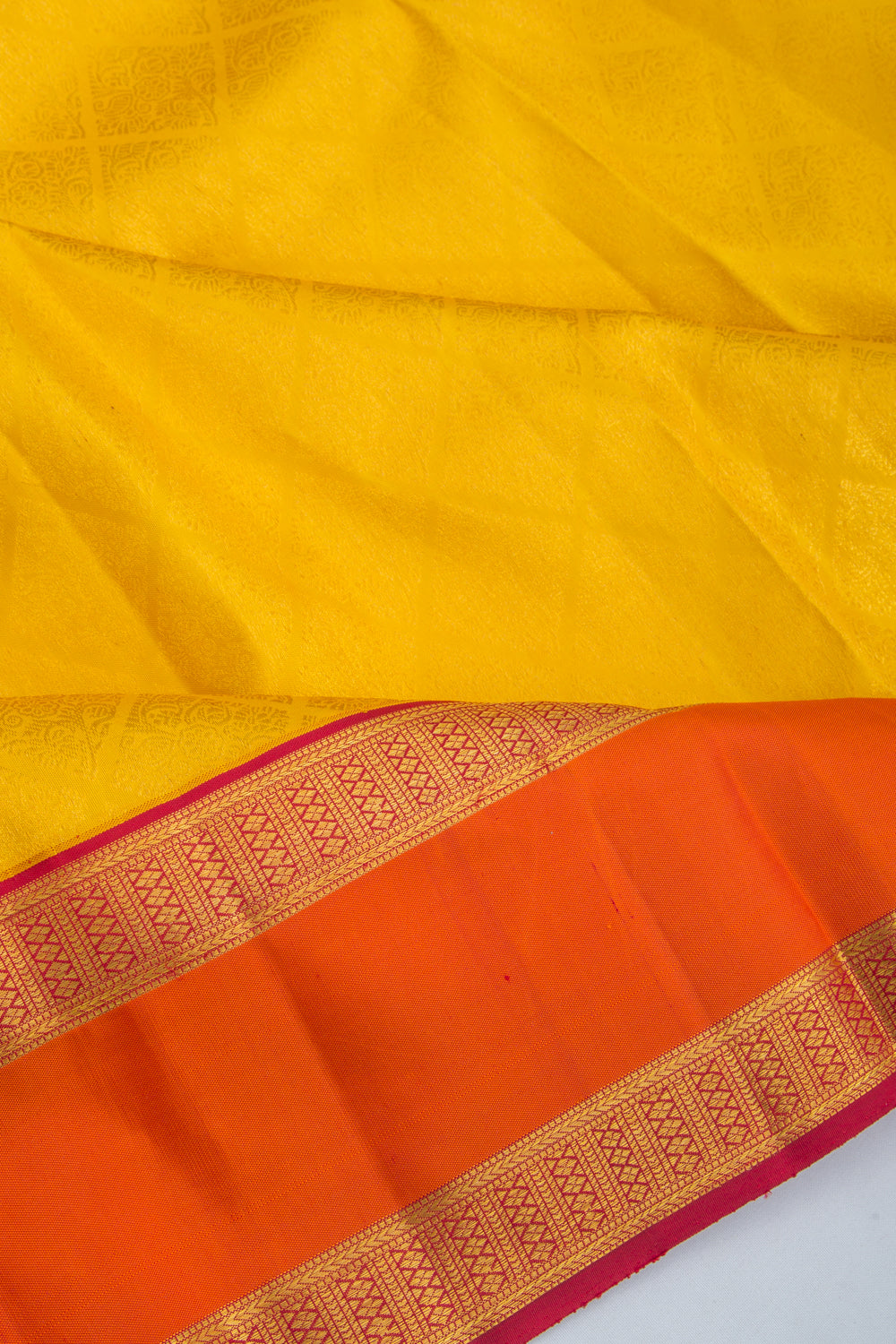 Kanchipuram Silk Brocade Yellow Saree