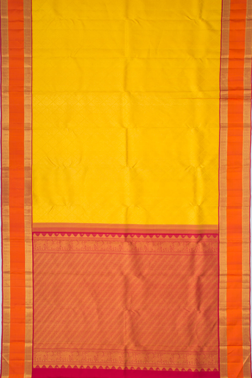 Kanchipuram Silk Brocade Yellow Saree