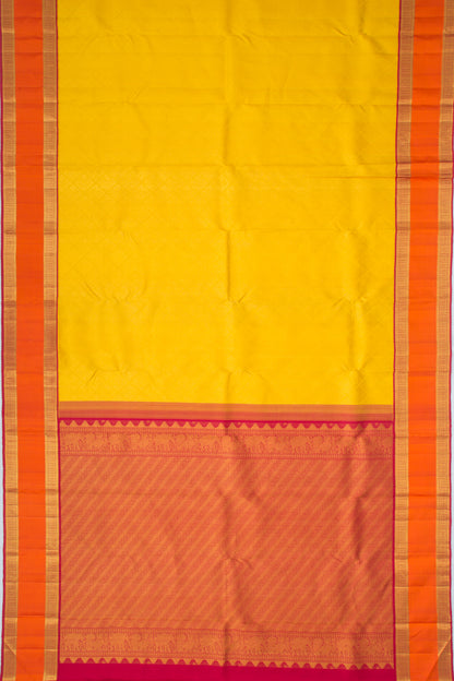 Kanchipuram Silk Brocade Yellow Saree