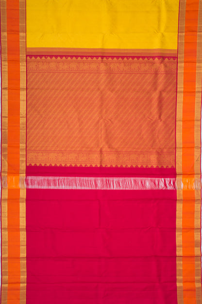 Kanchipuram Silk Brocade Yellow Saree