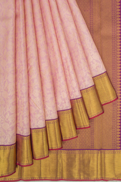 Kanchipuram Silk Jaal Baby Pink Saree
