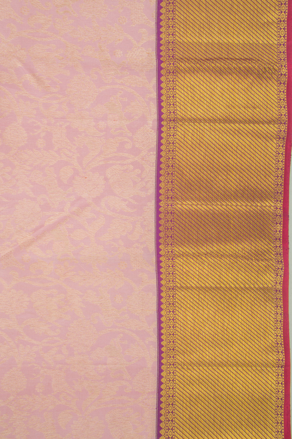 Kanchipuram Silk Jaal Baby Pink Saree