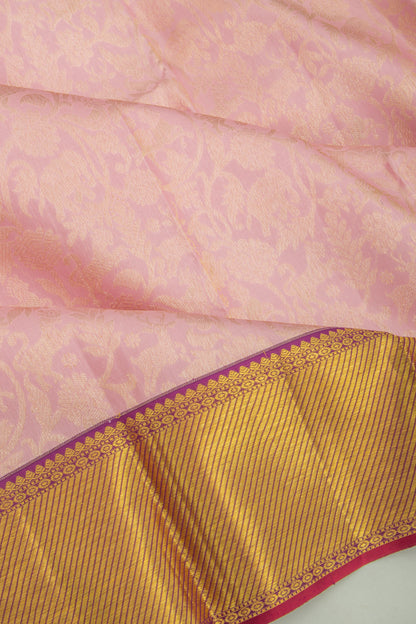 Kanchipuram Silk Jaal Baby Pink Saree